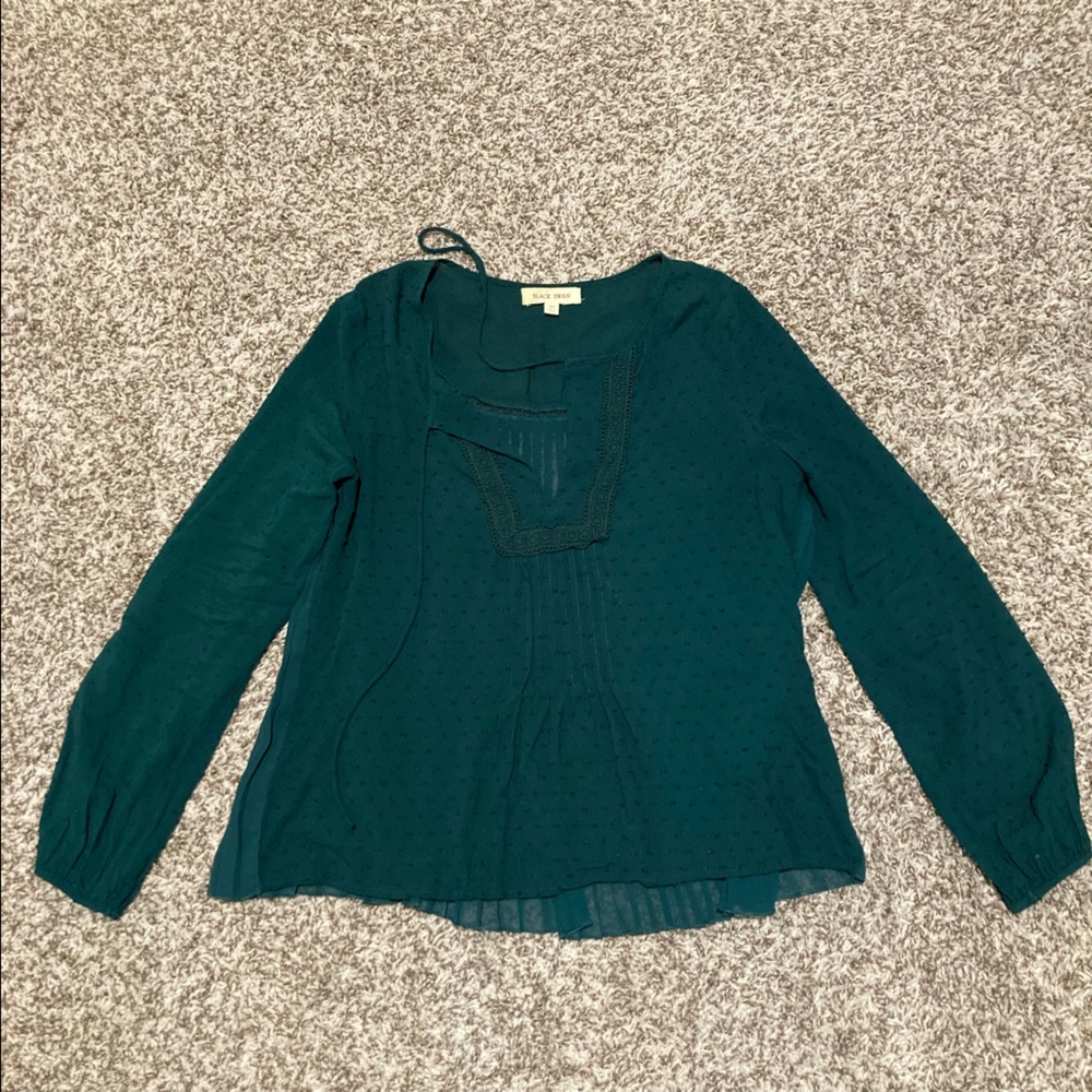 Black Swan Emerald Green Boutique Detailed Blouse